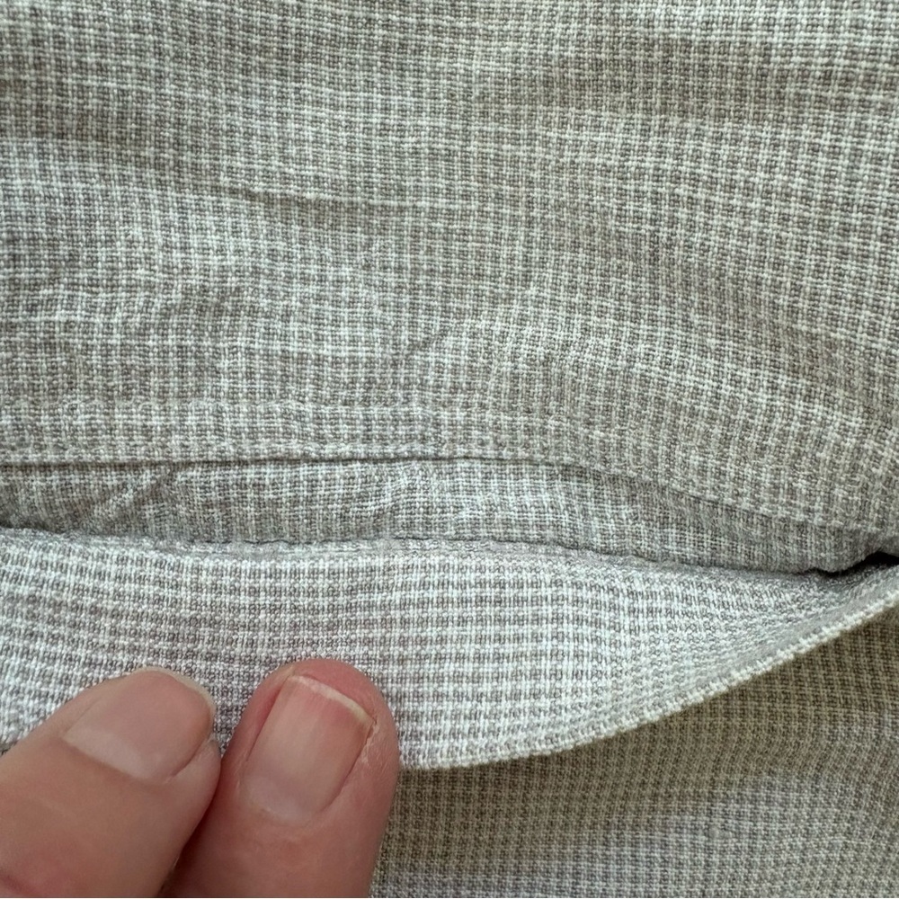 VTG Eileen Fisher Jacket Women L Linen Blend Tan Check Lightweight Boxy Coat - Picture 7 of 11